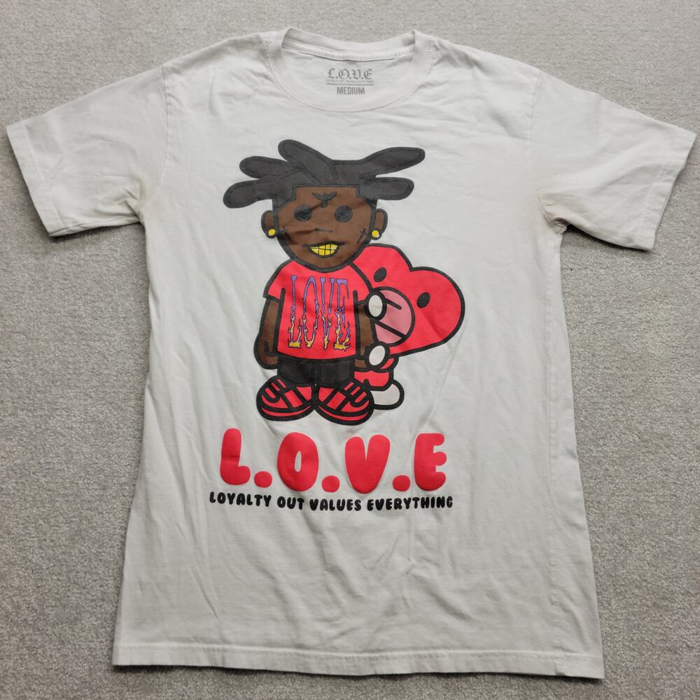 L.O.V.E Kodak Black Graphic Tee Mens Medium White Streetwear Shirt